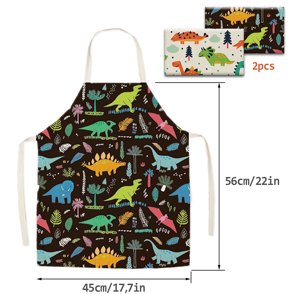 DECOWALL Kinder Schürze - 1 Stück Oder 2er Set - Kochschürze Für Kinder Zum Kochen, Backen, Malen & Basteln - Mit Tasche & Verstellbarem Riemen - Einhorn, Cupcake, Dino & Weltraum