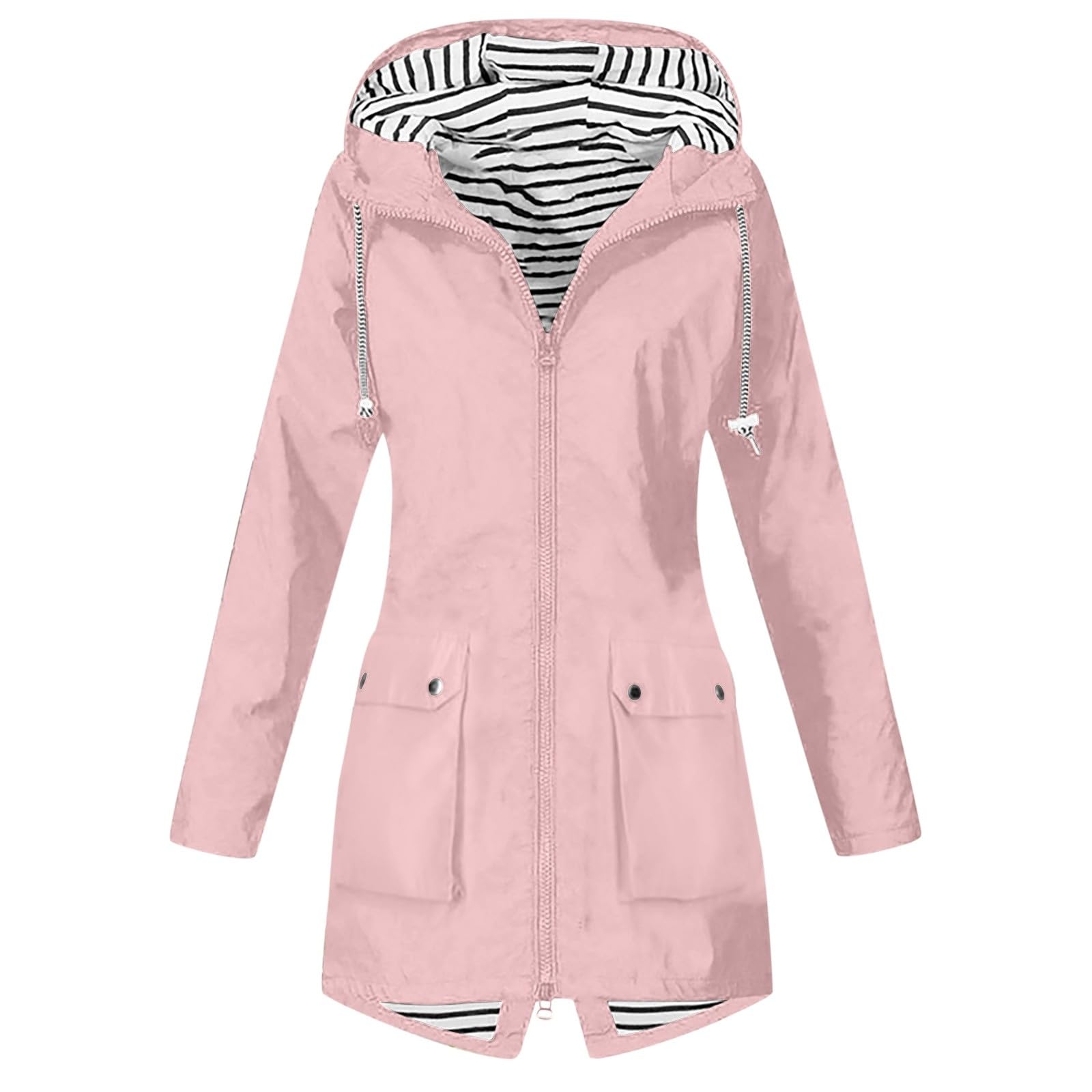 Chaqueta cortavientos para mujer, transpirable, protección contra la lluvia, chaqueta larga y ligera, chaqueta de verano, chaqueta de verano, poncho de lluvia, bolsillos, chaqueta softshell, elegante