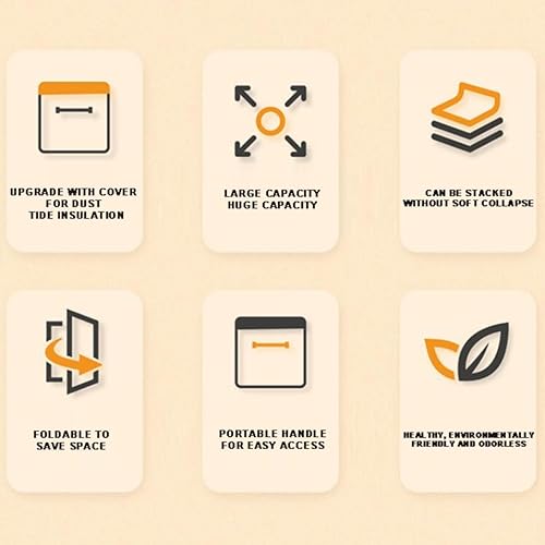 Miniatura 6 de Contenedor de almacenamiento de ropa con tapas, cajas organizadoras apilables de lino, contenedores de almacenamiento de tela con asas reforzadas y