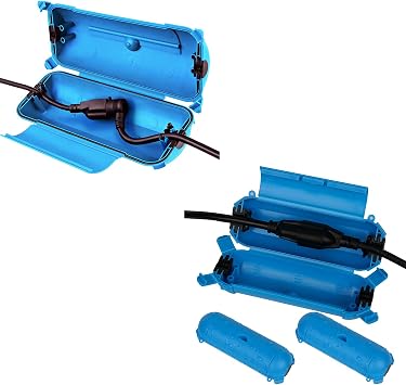 [3 Pack] Flemoon Outdoor Extension Cord Safety Cover, IP44 Waterproof Connection Protector, Weatherproof Electrical Box, Blue