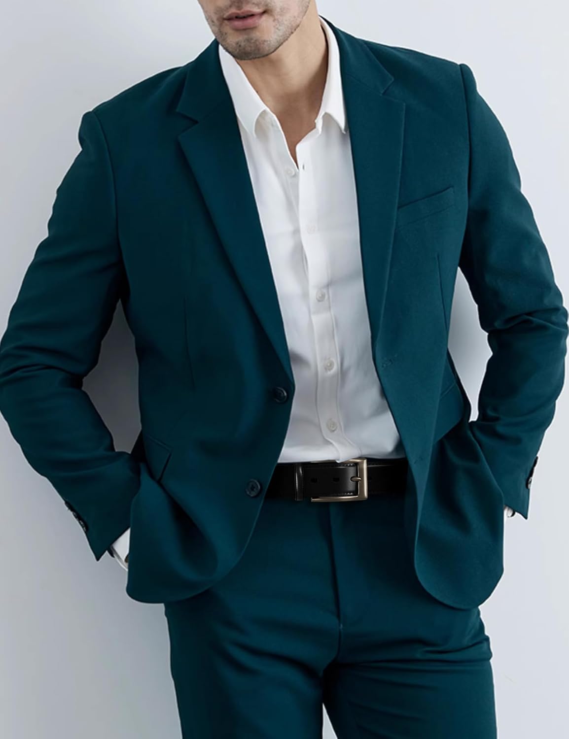 Leather Dress Belts for Men,Casual Business Wearing for Jeans,Suits, Belts Width 1 3/8" - Image 3