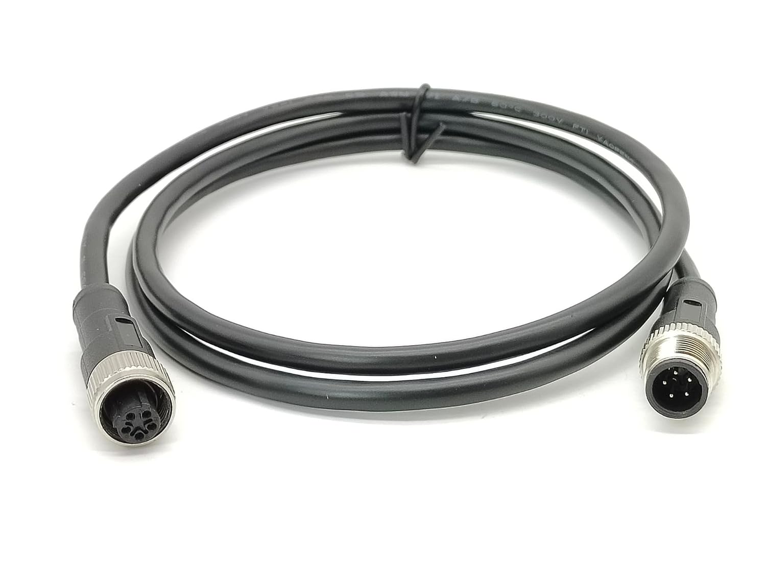 Elecbee M12 Connector Male to Dual Female Double Ended Cable Female to Male M12 Connector (A-Code 5 Pin Straight 0.5M/1.6ft)