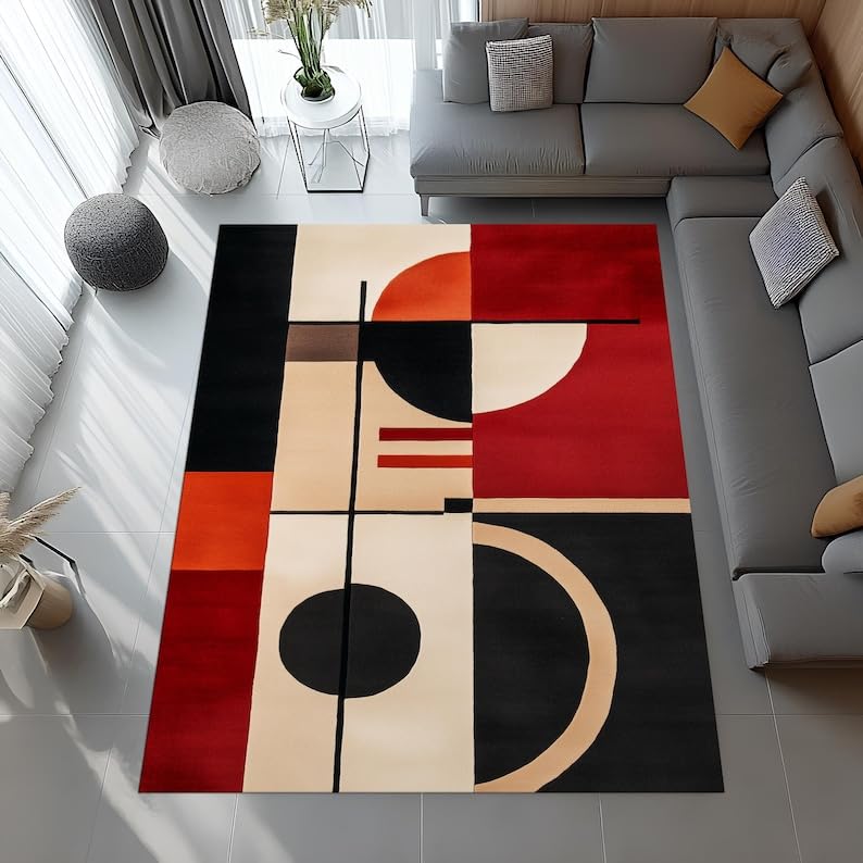 Tapis lavable art abstrait 200x275cm pour grands espaces design