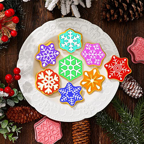 16 Pcs Winter Snowflake Cookie Cutters With Plunger Stamps Set 3D Snowflake Cookie Stamps Christmas Snowflake Cookie Cutter For Baking Snowflake Plunger Cake Cutter For Kitchen Baking (Snowflake) #TOP2