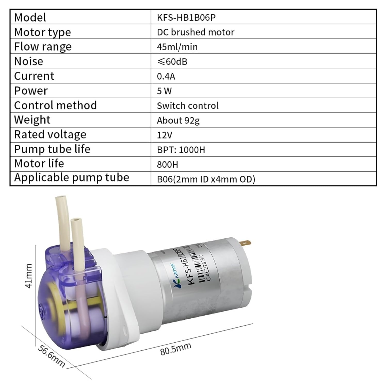 KFS Peristaltic Pump 6V/12V/24V DC Motor Gear Pump High Precision Low Flow Dosing Pump with One/Two Slowgear(B10,12Vtwo slowdown Gear)