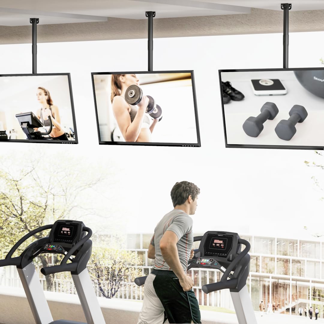 My Wall Supporto mobile per TV da soffitto – HD8L, supporto da soffitto per TV da 43"-86", girevole e inclinabile, asta telescopica, max. 60 kg, supporto da soffitto per TV per soffitti piatti e