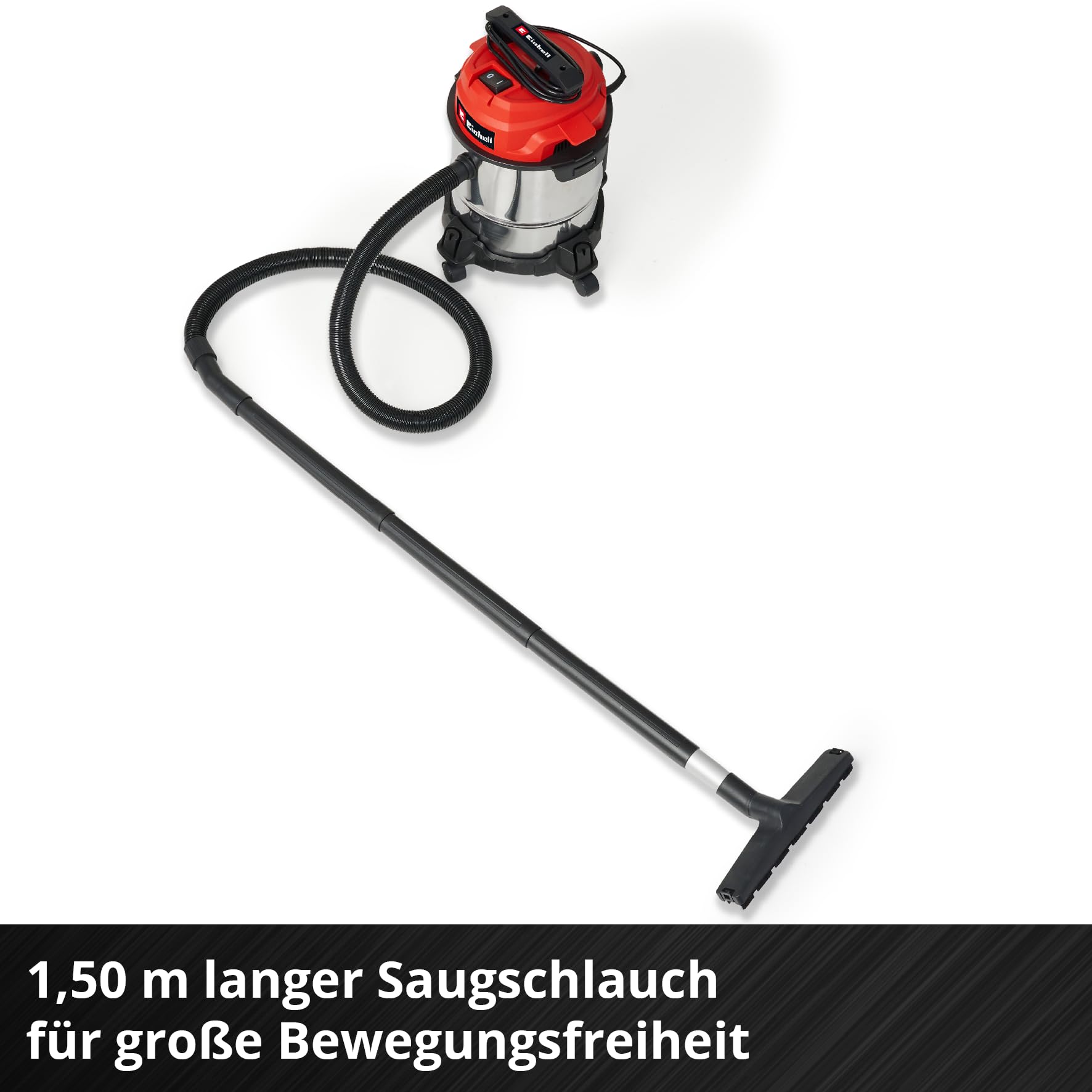 Einhell Nass-Trockensauger TC-VC 1812/1 S | 1250 W | 180 mbar | 12-L-Behälter | 4 Lenkrollen | Fugen- & Kombidüse | Schaumstofffilter