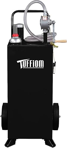 Miniatura 17 de TUFFIOM Carrito de combustible de 20 galones con ruedas y bomba de sifón manual, tanque de almacenamiento de transferencia de combustible diésel Rojo