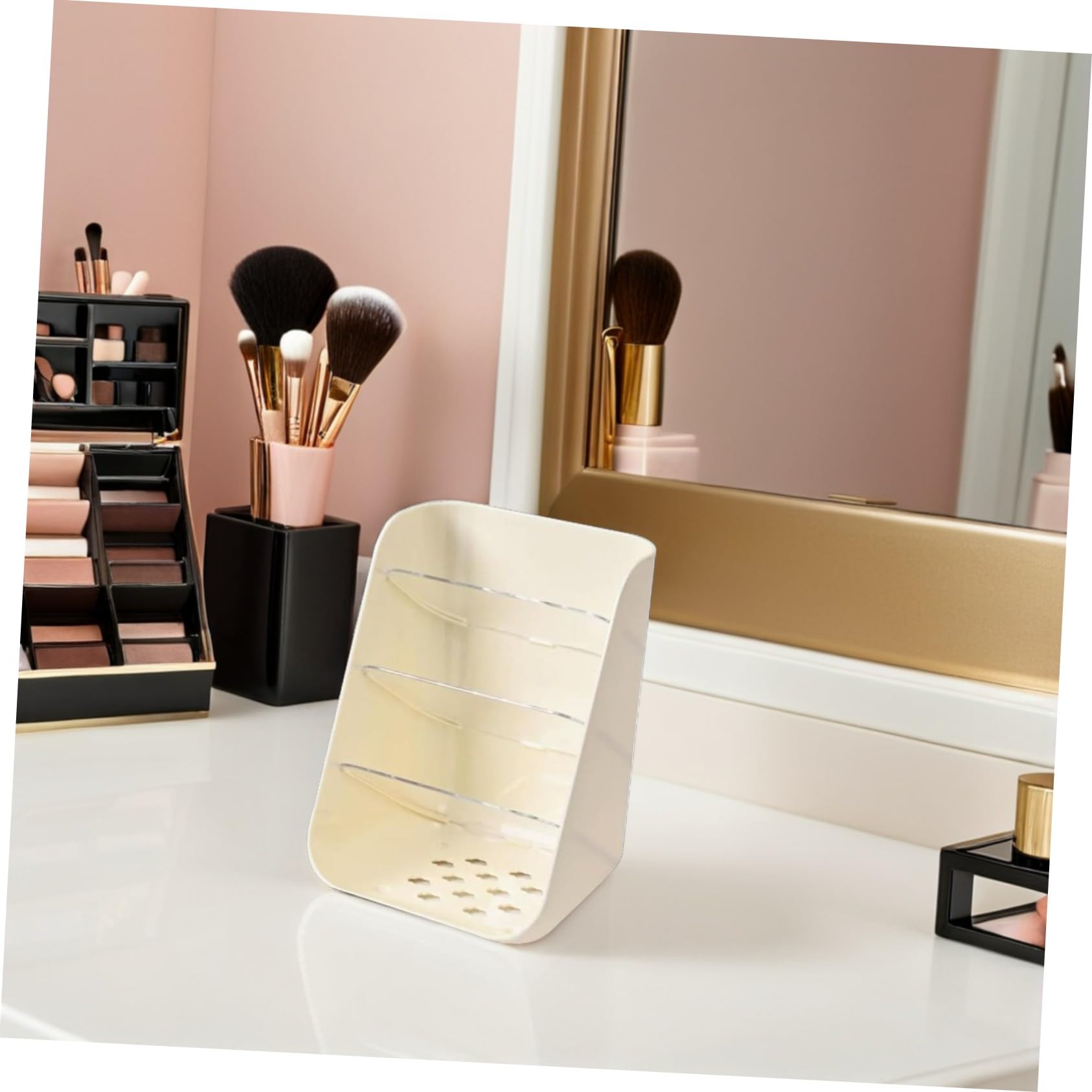 2 Pezzi Organizer Scrivania Portapenne e Cosmetici in Plastica con Base Ribaltamento Stabile e Versatile per Ufficio Camera e Toeletta