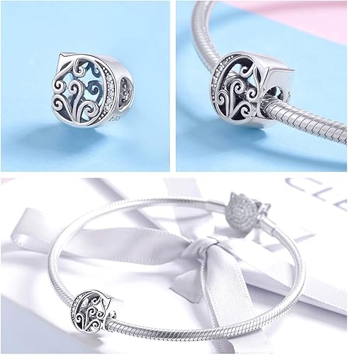 Miniatura 2 de Lorrifal Pulsera de plata esterlina 925 maciza con inicial A-Z Charm Pandora Europea Pulsera Collar Mujer Joyería Regalo