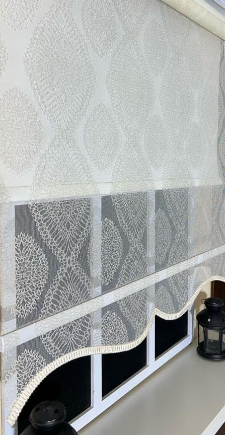 Çift Mekanizmalı Ekru Damask Tül & Ekru Stor Perde STB45240-V108