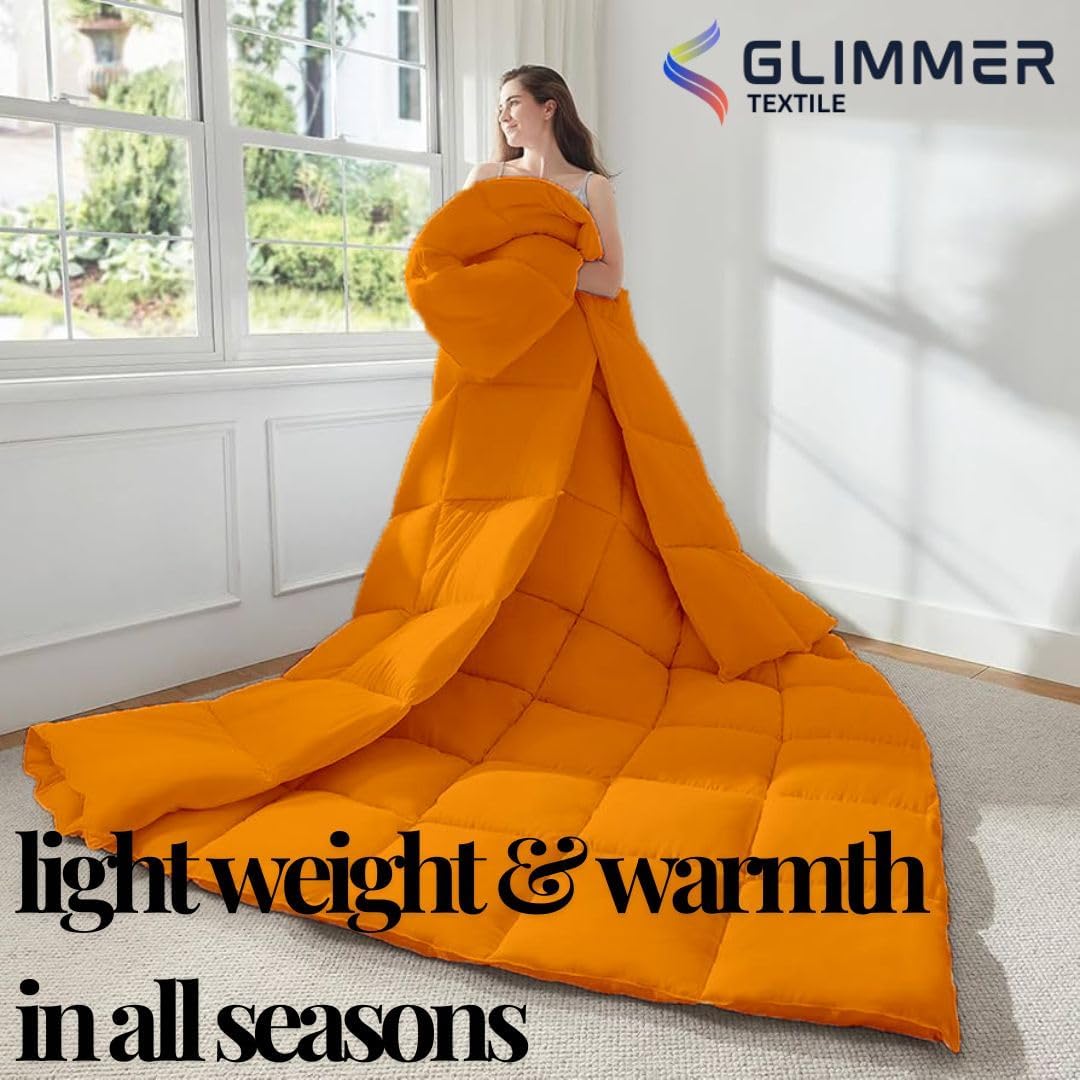 All Season| Down Alternative Comforter| Full Size (82"x86")| Organic Cotton 1000 Thread Count| Light Weight| Corner tabs| Skin Friendly| Machine Washable| Orange