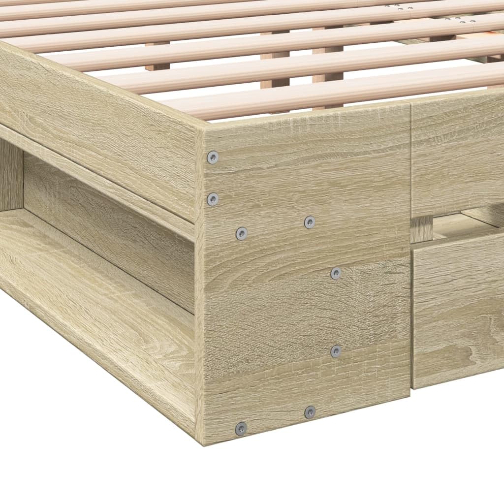 vidaXL Cama con cajones Madera ingeniería Roble Sonoma 150x200 cm