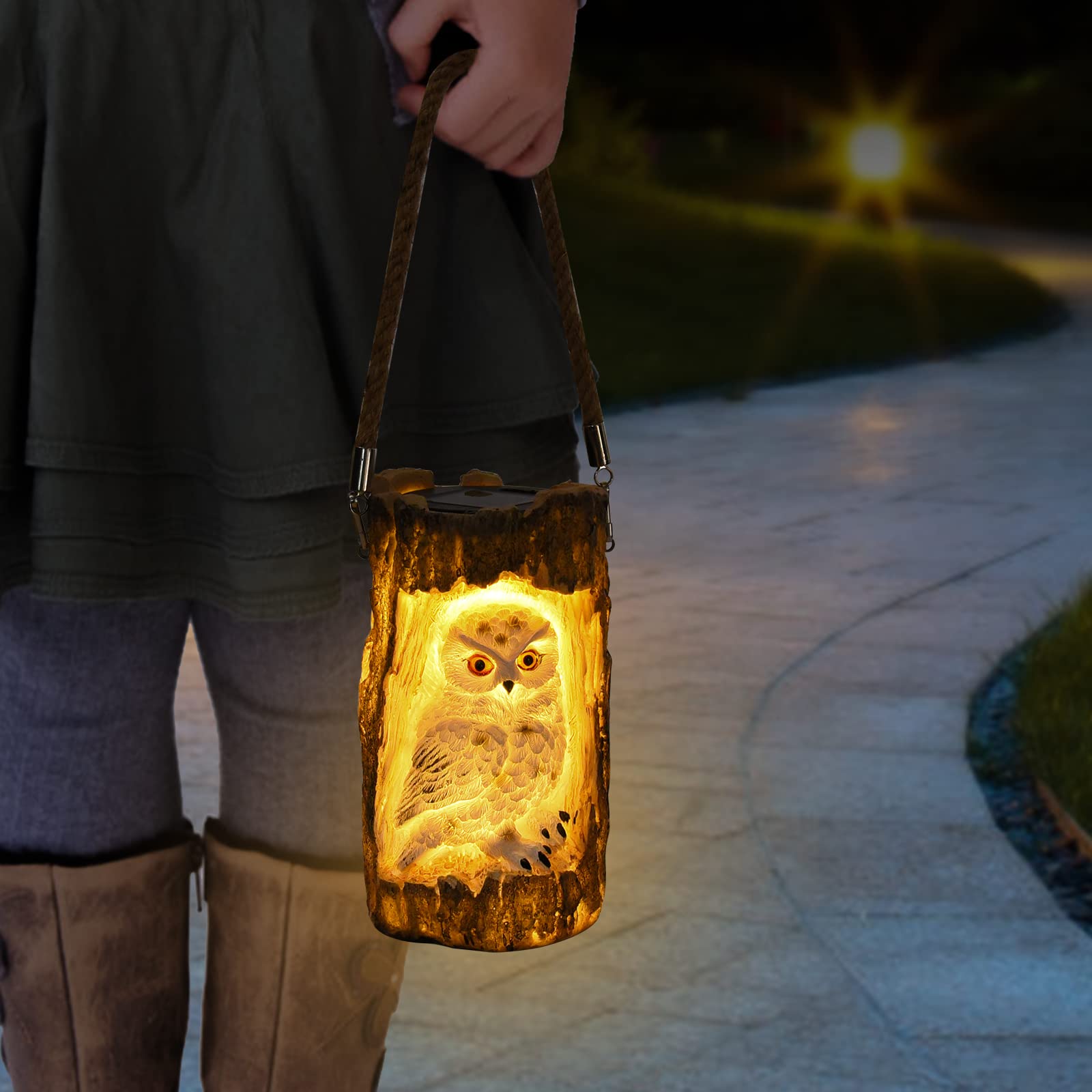 Herefun Décoration de Jardin en Forme de Chouette, Lampes Solaires de Jardin à Suspendre pour Extérieur, Jardin Lawn Cadeaux Jardinage, Lampe Solaire Etanche à LED pour Pelouse, Terrasse (Hibou)