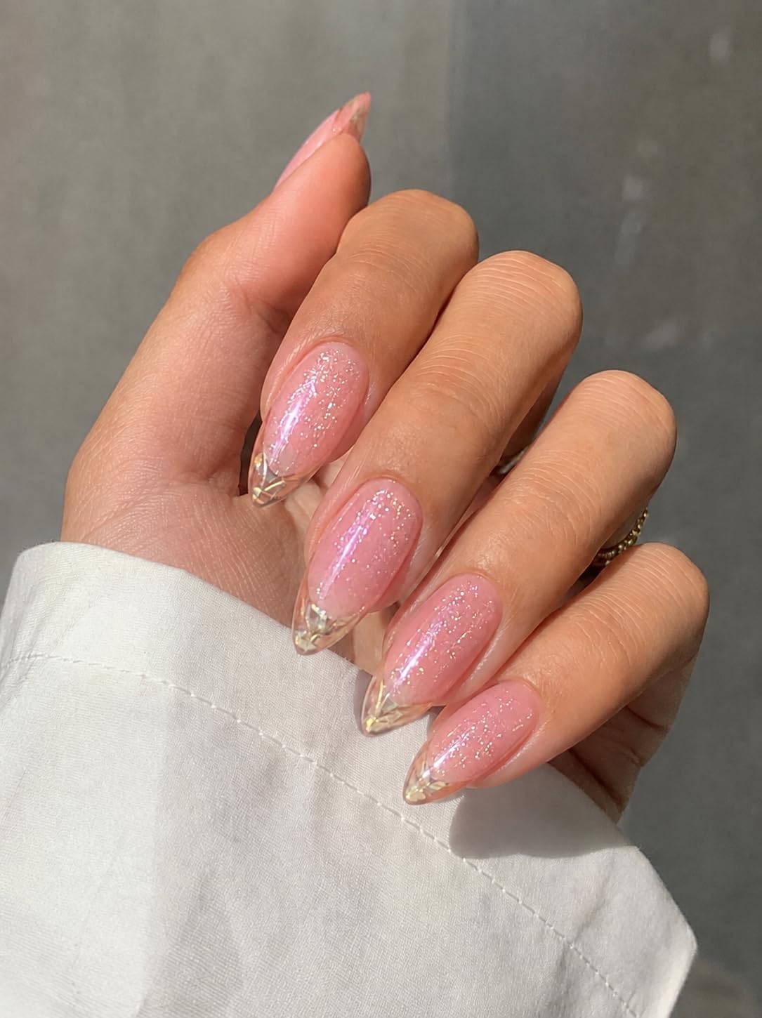 Peach Cat Eye Golden Tip Almond Press on Nails Kit | Reusable Nail Extension, Long Lasting, Glossy Finish, for Women & Girls, Fake Nail Extension-image-25