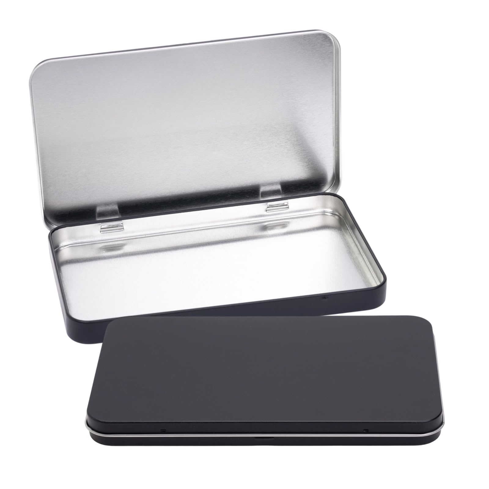 Silver Metal Tin Boxes - 2 Pack Storage -7 Silver Metal Tin Boxes - 2 Pack Storage -7