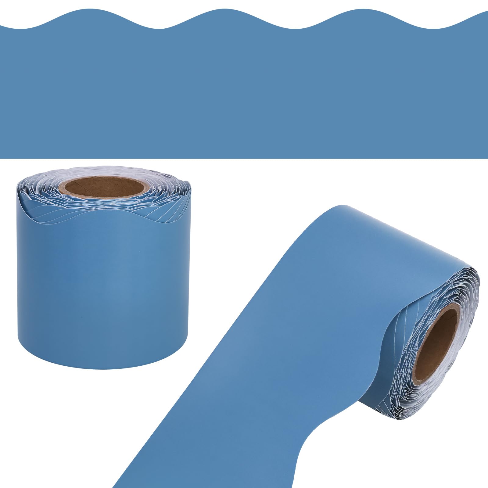 Cenefa de tablón azul océano para ambientar clases creativas y murales de vuelta al cole
