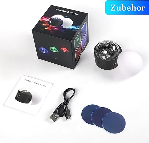 Miniatura 7 de Mini luz de bola de discoteca, luces de fiesta recargables, luz estroboscópica de DJ activada por sonido, funciona con pilas, proyector de luces