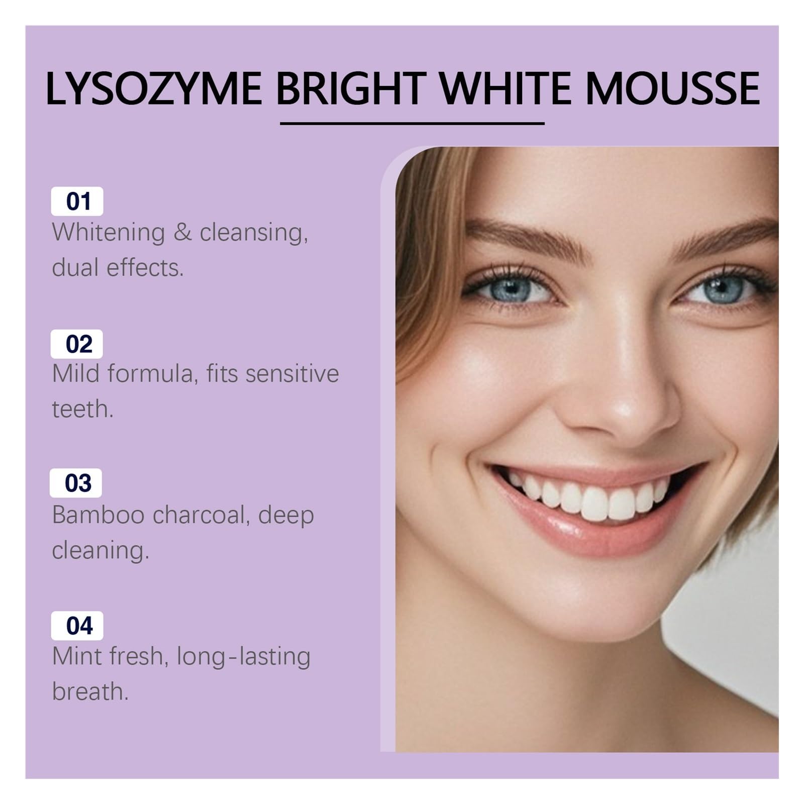 Mousse for limpieza dental de 60 ml: una espuma rica y cremosa que ayuda a mantener el esmalte absorbe las manchas superficiales(2pcs)