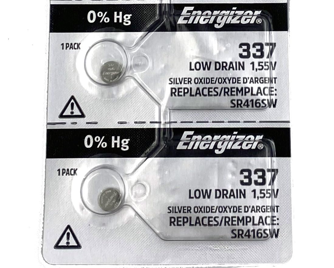 Energizer 337 SR416SW Button Cell Silver Oxide Watch Battery Pack of 2 Batteries