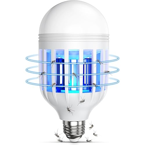 Bug Zapper Light Bulb, 2 in 1 Mosquitoes Killer Lamp Led Electronic Insect & Fly Killer, Porch Light for Entryway, Doorway, Corridor, Balcony and Patio (White)