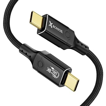 XBOHJOE 40Gbps USB 4.0 to USB C Cable for Thunderbolt 4 Cable 3.3ft USB4 Sync 8K/5K@60Hz Display Type C 240W Charging Compatible iPhone 15/16 Pro/Max GoogL/MacBook Pro/Air iPad Laptop MonitorBlack