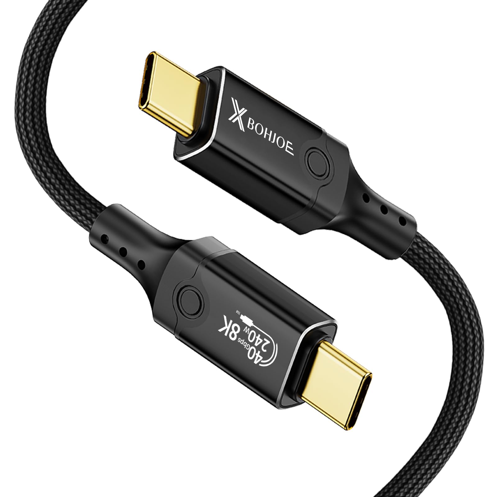 XBOHJOE Cable USB 4.0 a USB C de 40 Gbps para cable Thunderbolt 4 de 3.3 pies, sincronización USB4 8K/5K a 60Hz, pantalla tipo C de 240 W, carga compatible con iPhone 15/16 Pro/Max GoogL/MacBook Pro