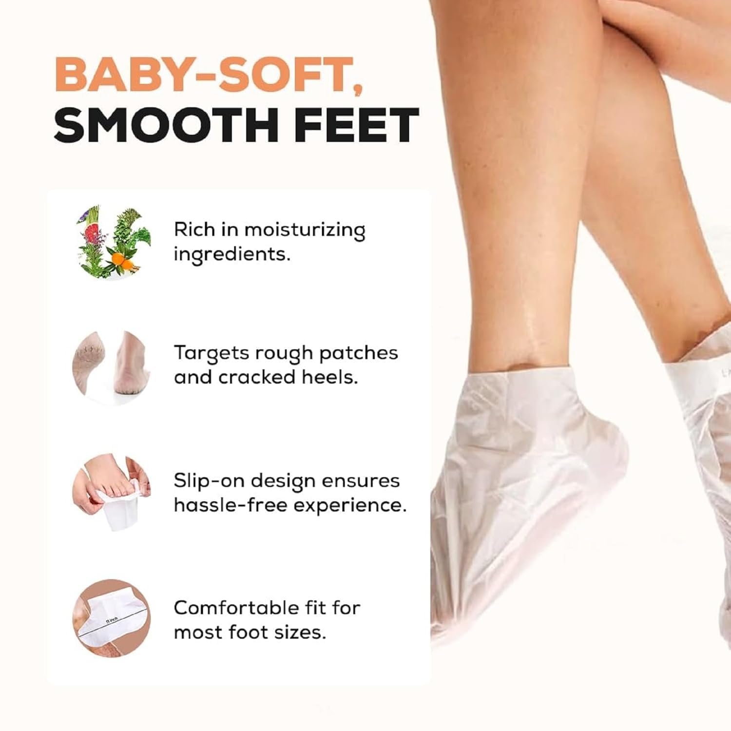 Foot Peeling Mask (1 Pair), Korean Peeling & Exfoliating | Deep Exfoliation with Glycolic Acid, Removes Dead Skin, Cruelty-Free, Foot Peel Off Mask - Image 2 thumbnail