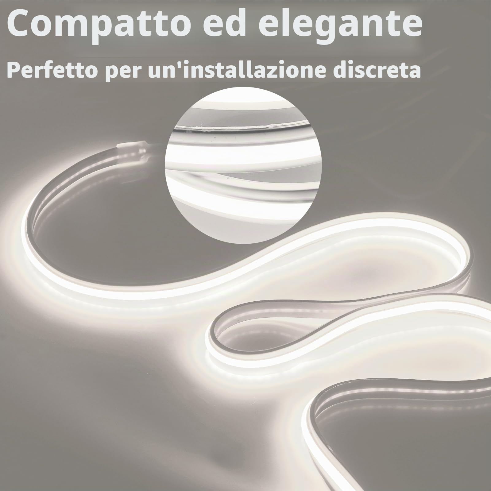 pcning 5M Strip LED COB 220V Adesivo 3000K Bianco Caldo da Interno Esterno, IP67 Impermeabile Striscia LED 5 Metri senza Trasformatore (Bianco Caldo, 5M)