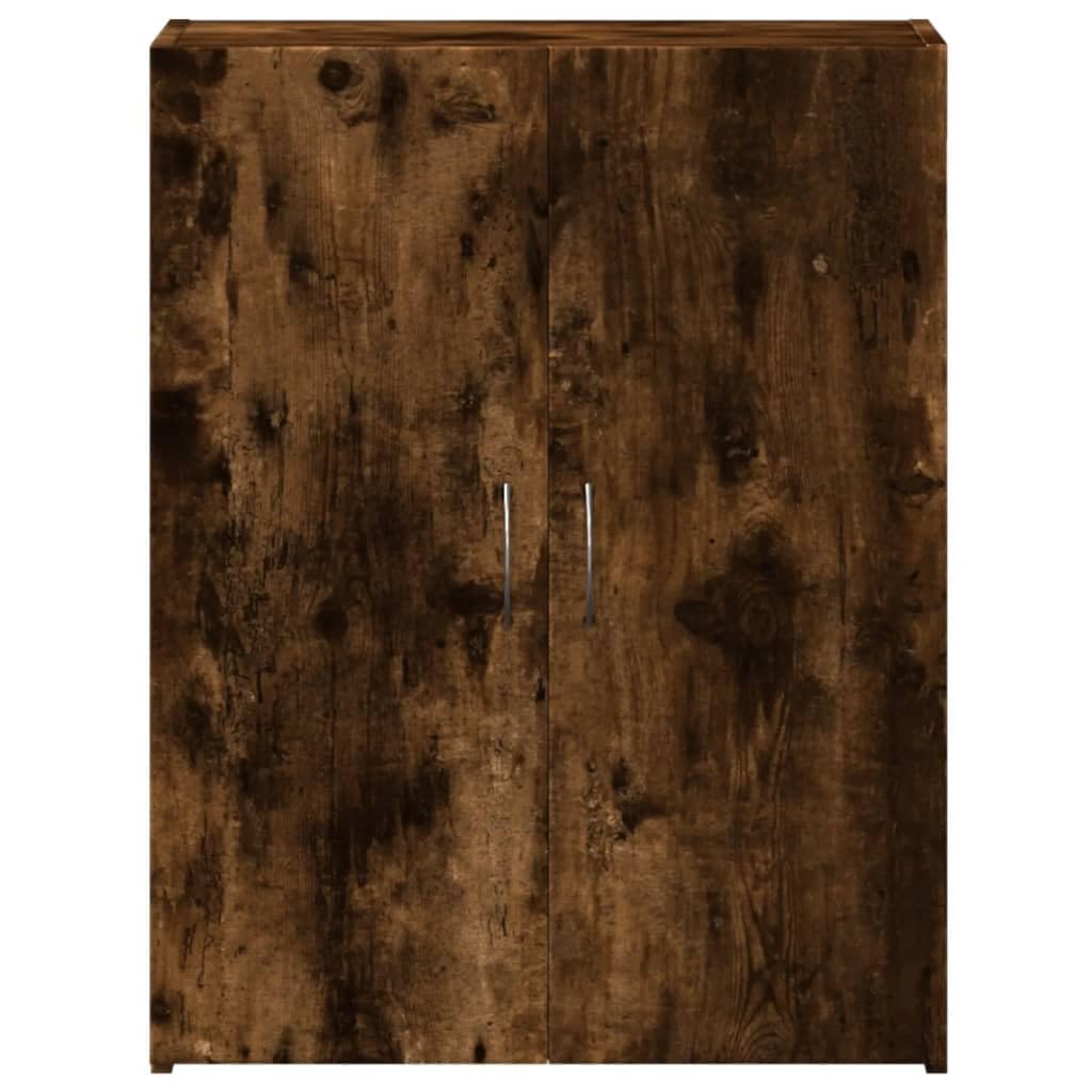Aktenschrank Räuchereiche 60x32x77,5 cm Holzwerkstoff mit Zwei Türen und Schubladenschrank Regal für Büroorganisation und Stauraum
