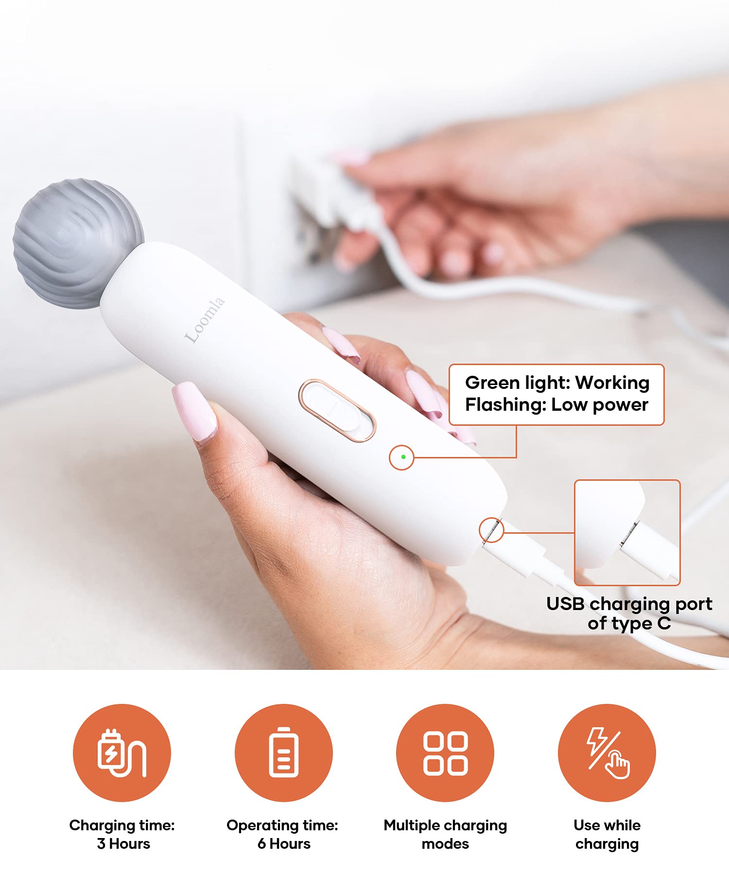 Loomla Dog Nail Grinder Upgraded - Professional 2 Speed Dog Nail Trimmers with Low Noise, USB Rechargeable Pet Nail Grinder, Paws Grooming and Smoothing for Dogs, Cats and Small Animals, White - image 4