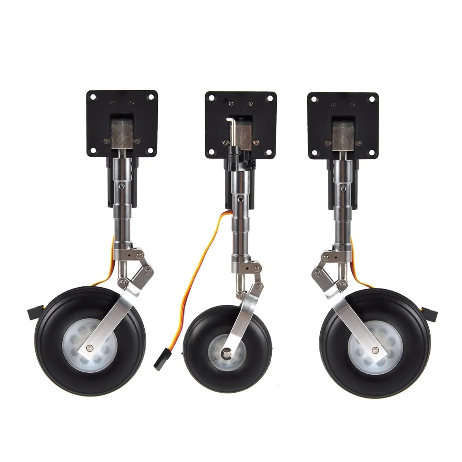 1 Juego de Tren de Aterrizaje retráctil sin servomotor, antivibración, con Ruedas de 193 mm, Compatible con Aviones RC de 1,6 m, Universal.