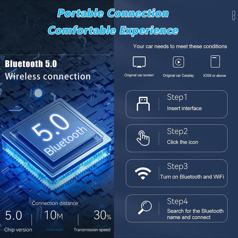 2 in 1 Carplay Wireless per Jeep Renegade 2018 2019 2020 2021 2022 2023, Adattatore CarPlay e Android Auto Wireless Plug & Play Connessione Automatica Controllo Vocale,D Grey