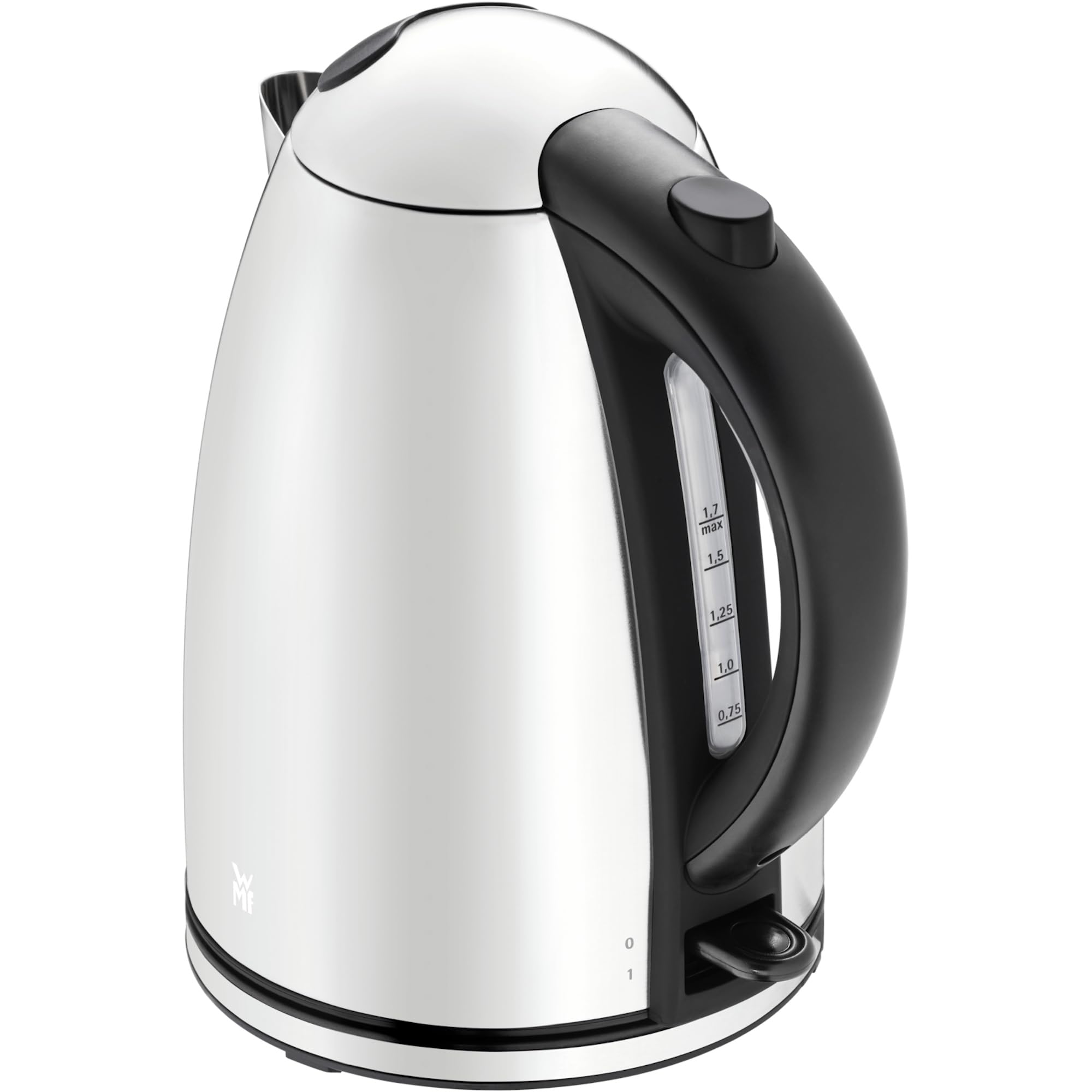 WMF Stelio Wasserkocher Edelstahl 1,7l, elektrischer Wasserkocher mit Kalkfilter, 2400 W, Wasserstandanzeige beleuchtet, edelstahl mattweiß