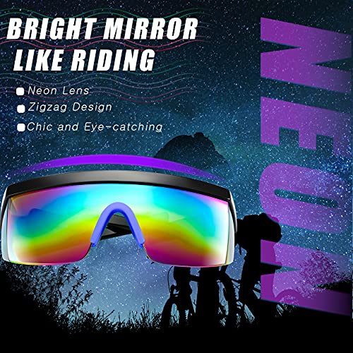 Frienda 3 Pairs Neon Retro Semi Rimless Sunglasses 80S 90S Zigzag Sunglasses Colored Transparent Lens Sun Glasses For Men Women (Elegant Color) #TOP5