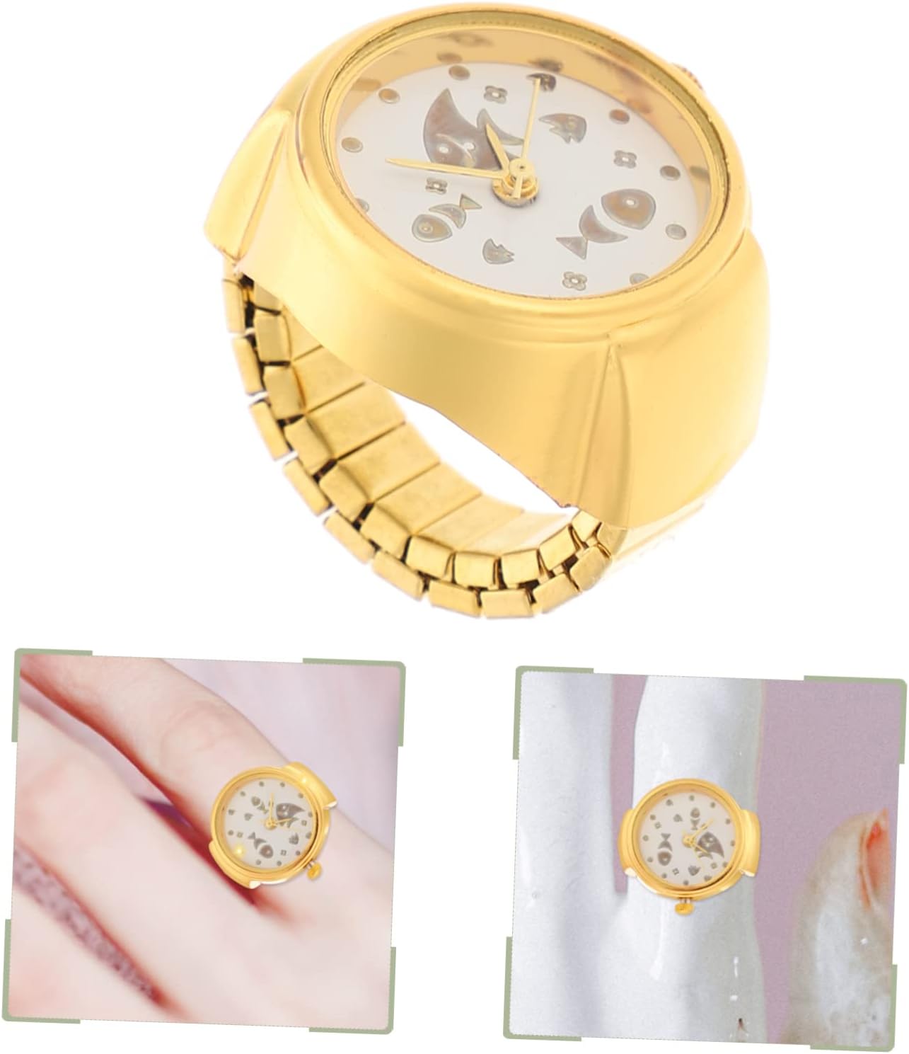 VANZACK Ring Watch for Women Portable Finger Clock Decorative Timepiece Adjustable Band for Parties Stylish Jewelry Accessory