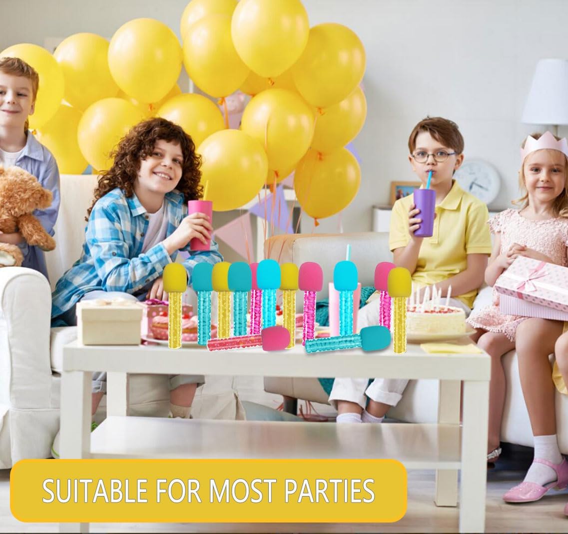 16 Sets Microphone Candy Tubes Colorful Fake Prop,Microphone Candy Tube Karoke Theme Party for Disco Singer Stage Prop Party Favors