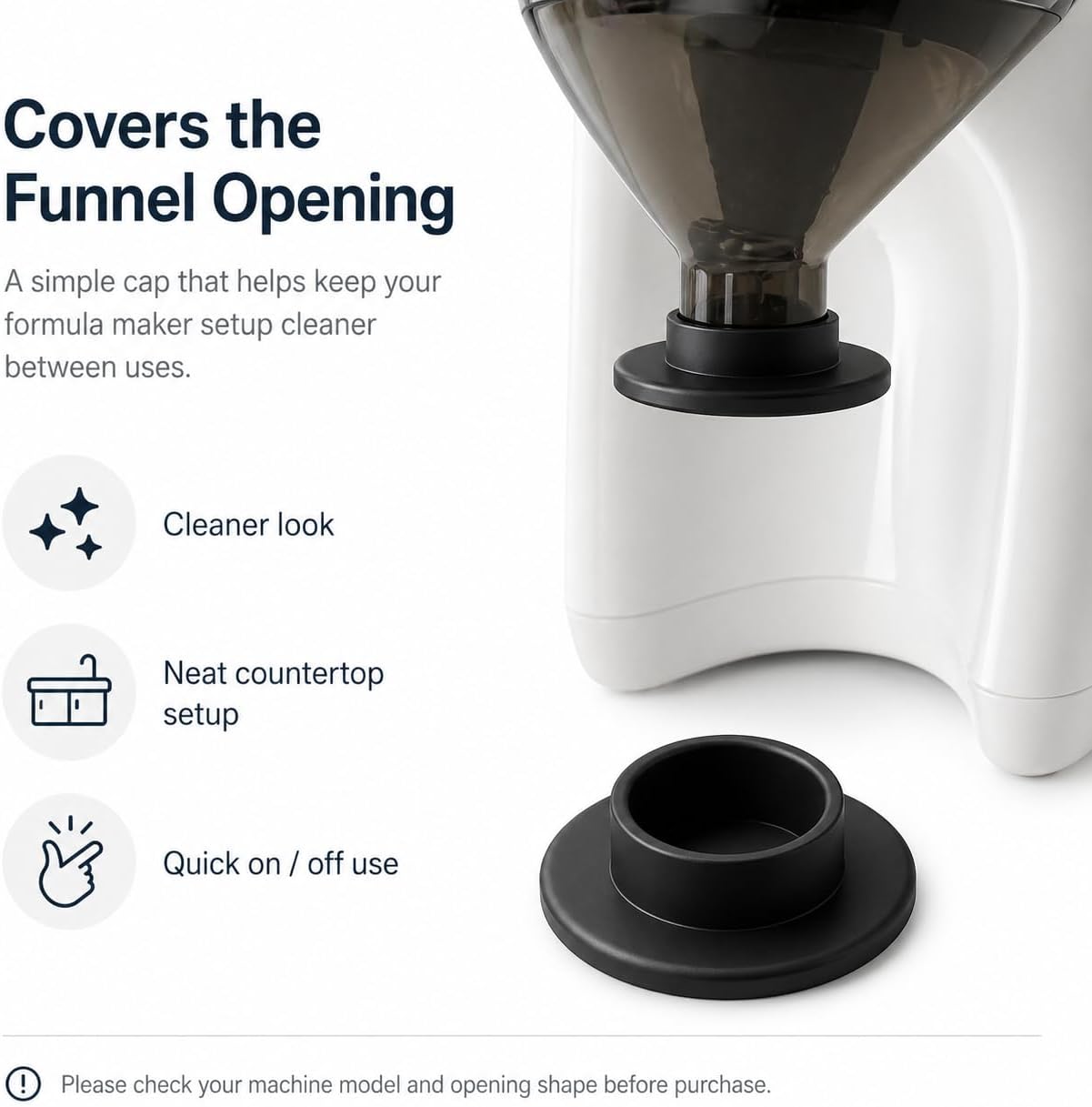 Dust Cap Compatible with Baby Brezza Formula Pro Advanced and Mini, 3D Printed PETG Funnel Opening Cover, Black