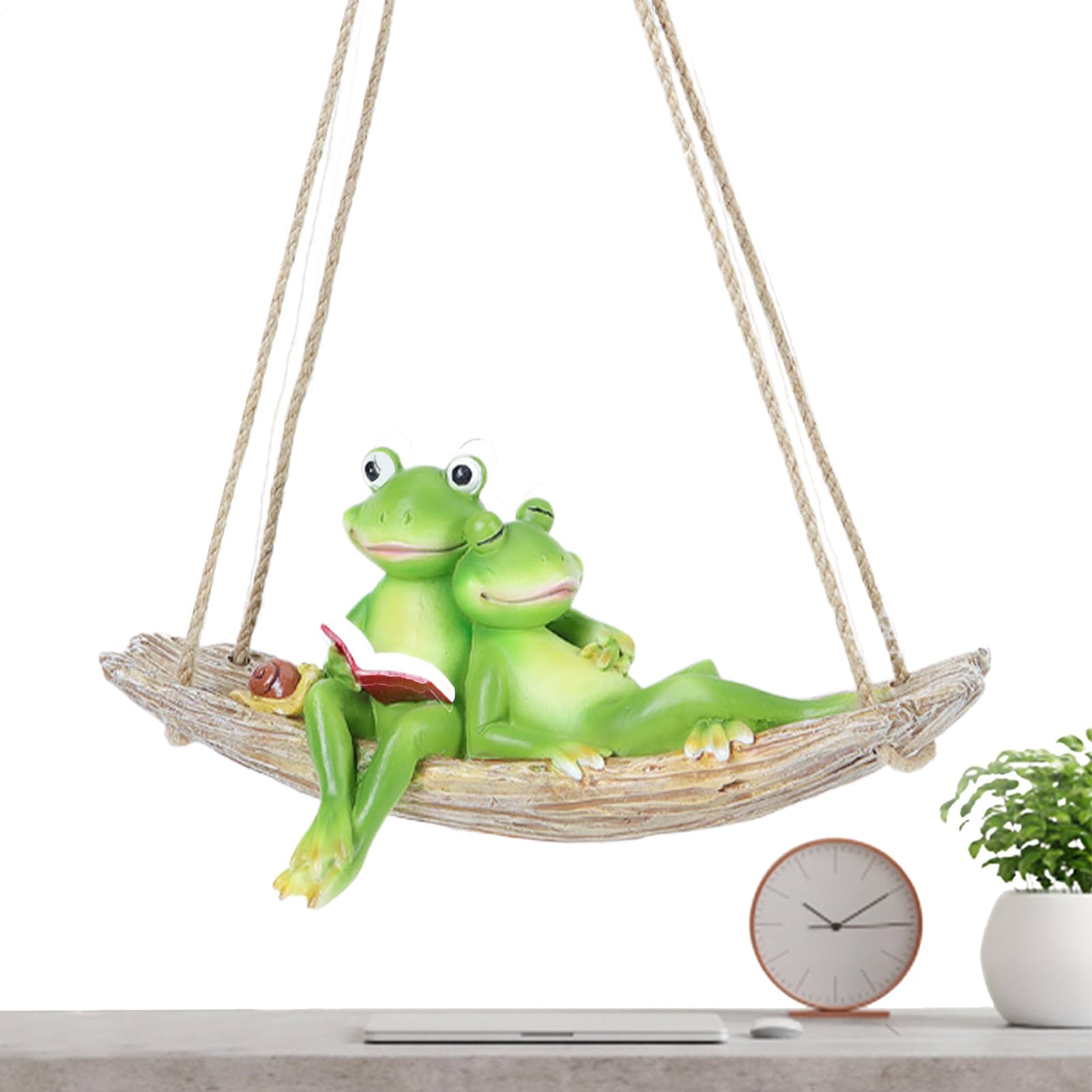 Garden Figurines Outdoor Decor,Swinging Frog Yard Decors Outdoor Statues | Animal Sculpture Resin Art, Novelty Scene Prop for Housewarming Birthday Christmas Wedding Patio Terrace Park