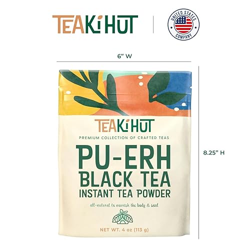 Miniatura 8 de Té negro instantáneo Pu-erh en polvo, 4 onzas, té negro bajo en carbohidratos y bajo en calorías para bebidas frías y calientes, polvo instantáneo