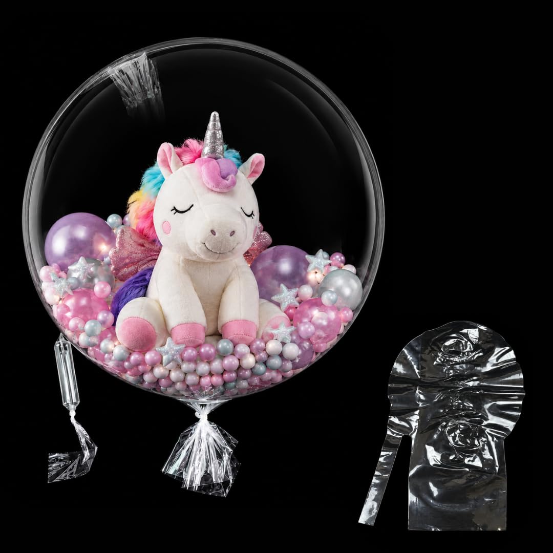 Wanna Party Large Clear Bobo Balloons for Stuffing, Extra-Wide Mouth Transparent Balloons, 22–26 Inch for Birthday, Anniversary, Valentine’s Day, Baby Shower & Party Decoration