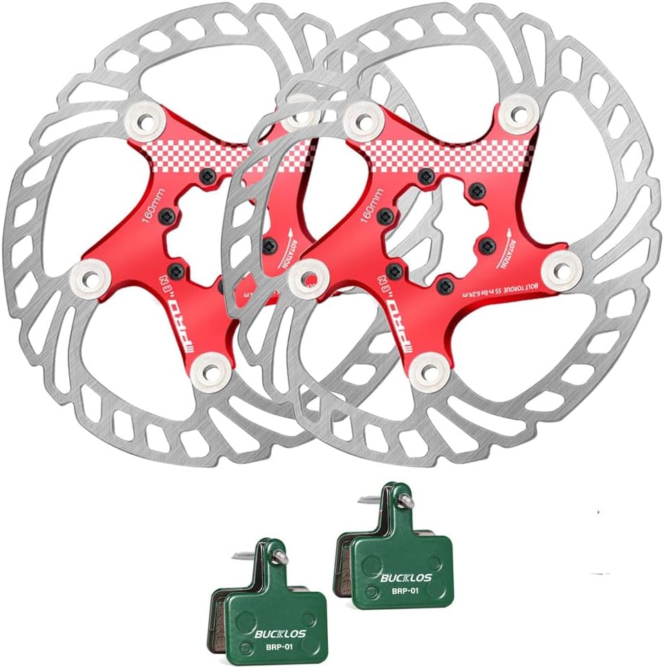 BUCKLOS 2 Pairs Ceramic Bike Brake Pads for TRP Tektro Shimano Deore Br-M575 M525 M515 T615 T675 M505 M495 with 160mm Floating Bike Disc Brake Rotor with 6 Bolts