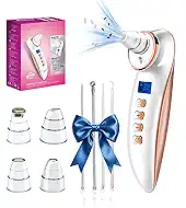Blackhead Remover Pore Vacuum, Pore Cleaner for Face with 5 Attachments & 3 Suction Levels, USB Rechargeable Facial Blackhead Extractor Tool (Gold)