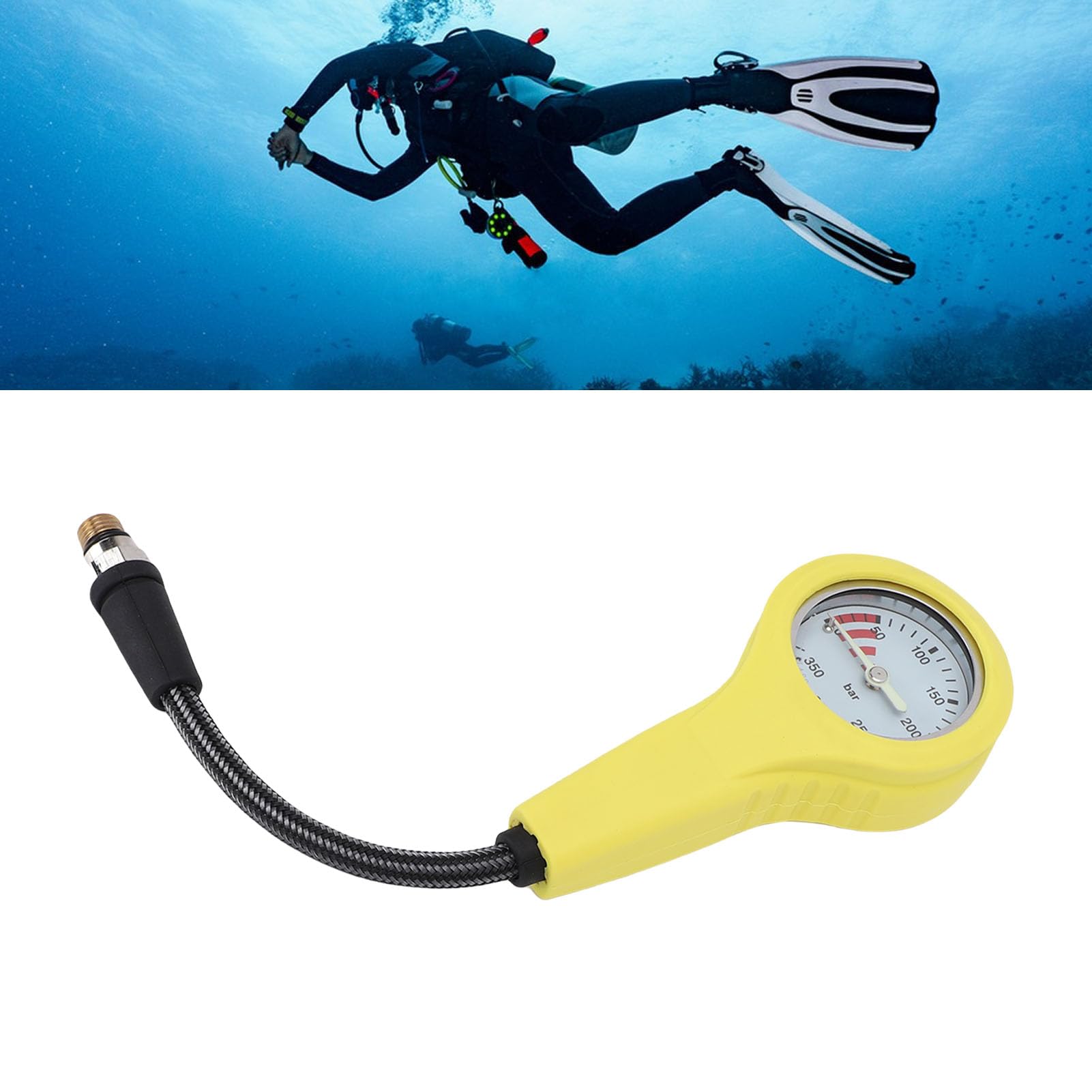 Jiawu Manometro per Immersioni Subacquee Affidabile Bagliore Scuro Strumento per Test della Pressione Sommergibile per Immersioni Subacquee Quadrante Bianco in Fibra di Carbonio per Gli Appassionati