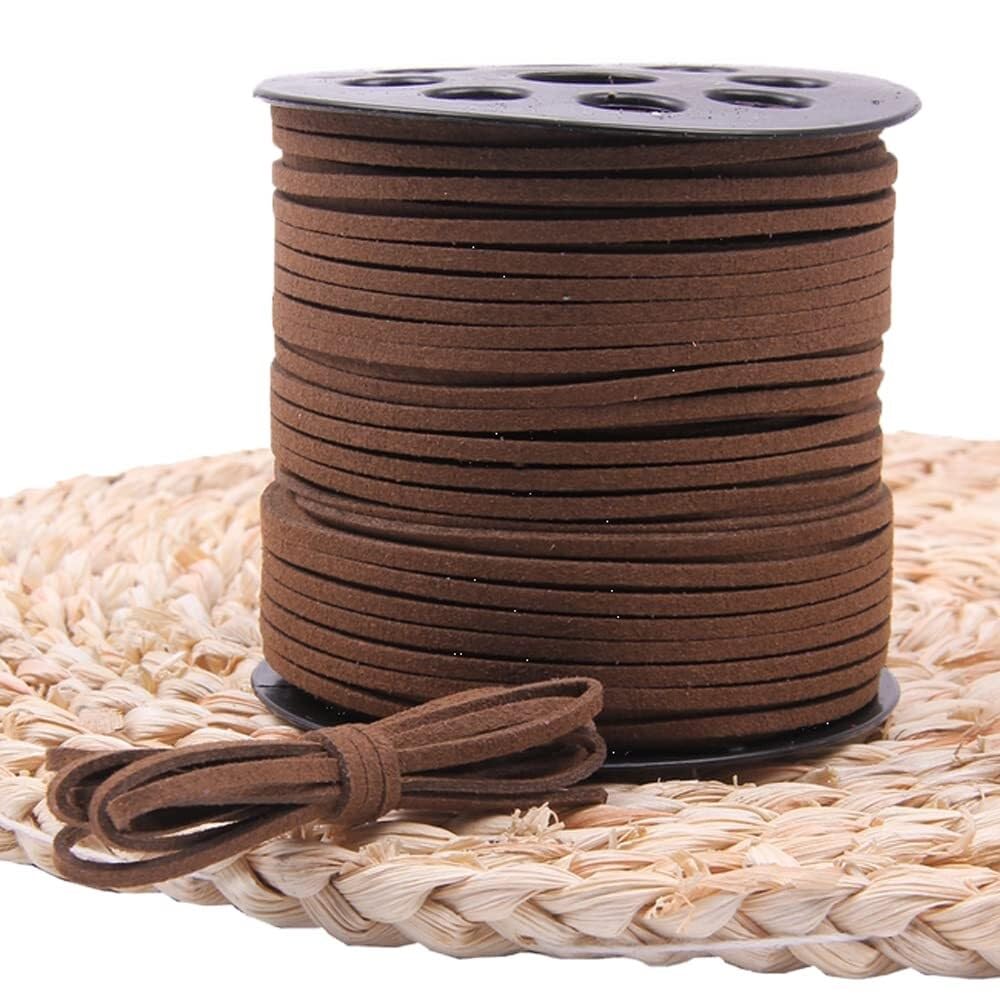 100 Yards 2.6mm Flat Suede Cord Leather String for Bracelets,Necklaces,Gift Decoration,Jewelry Making and Art Crafts(Deep Brown)