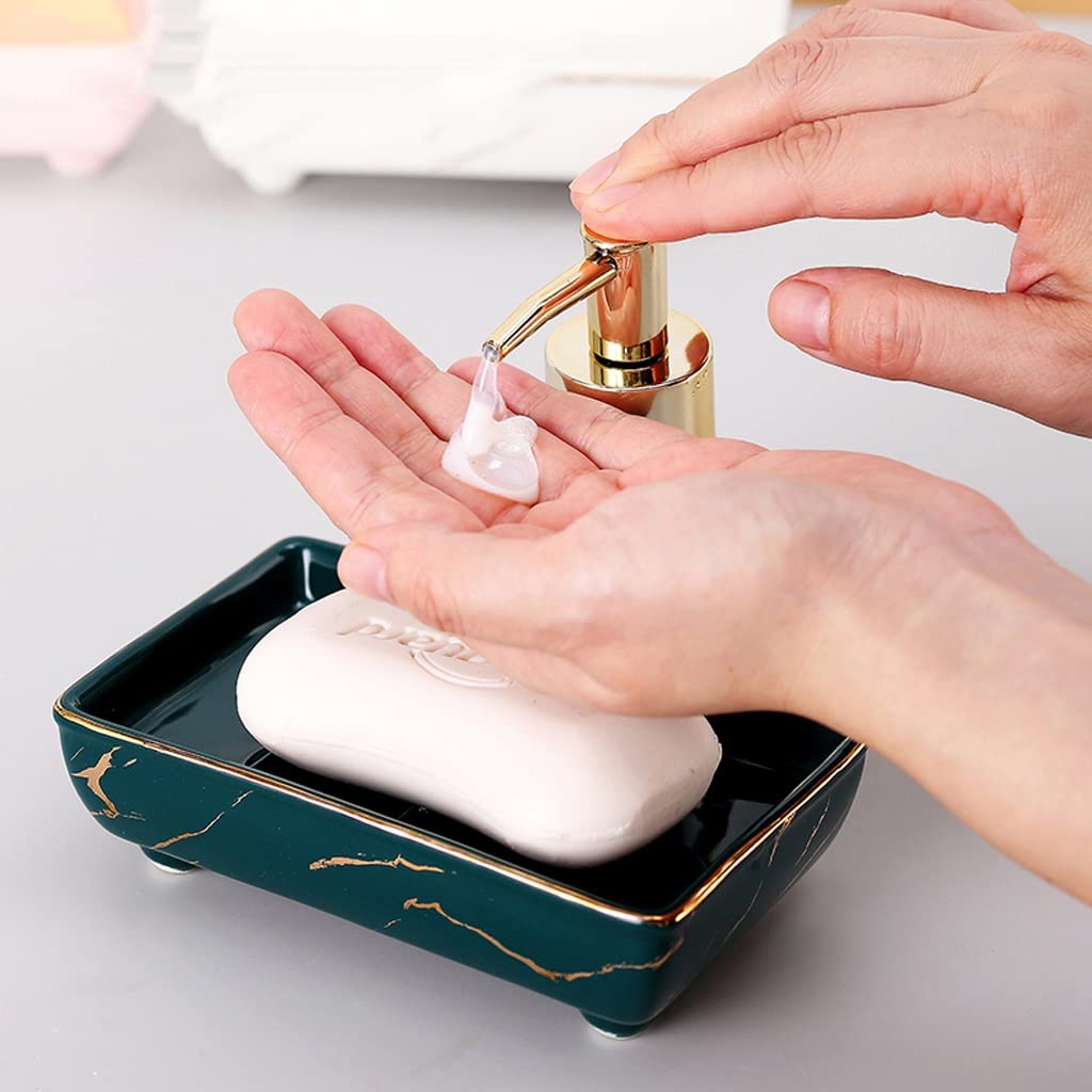 Jabonera Autodrenante Cerámica Drenaje Encimera jabonera plato lavabo baño de cocina jabón de cocina sanitizador de mano prensa Sub-embotellado de baños integrado. Jabonera Jabonera Guardar