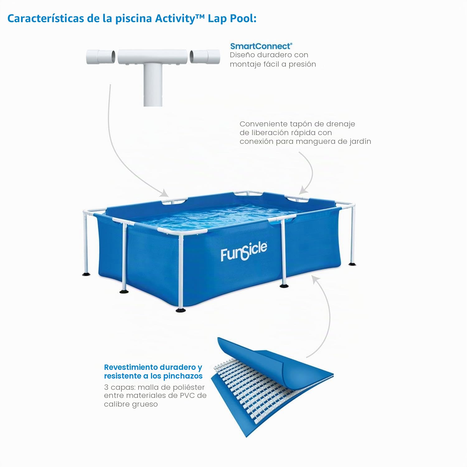 Funsicle Piscina Rectangular 2,13 m x 1,52 m x 0,61 m