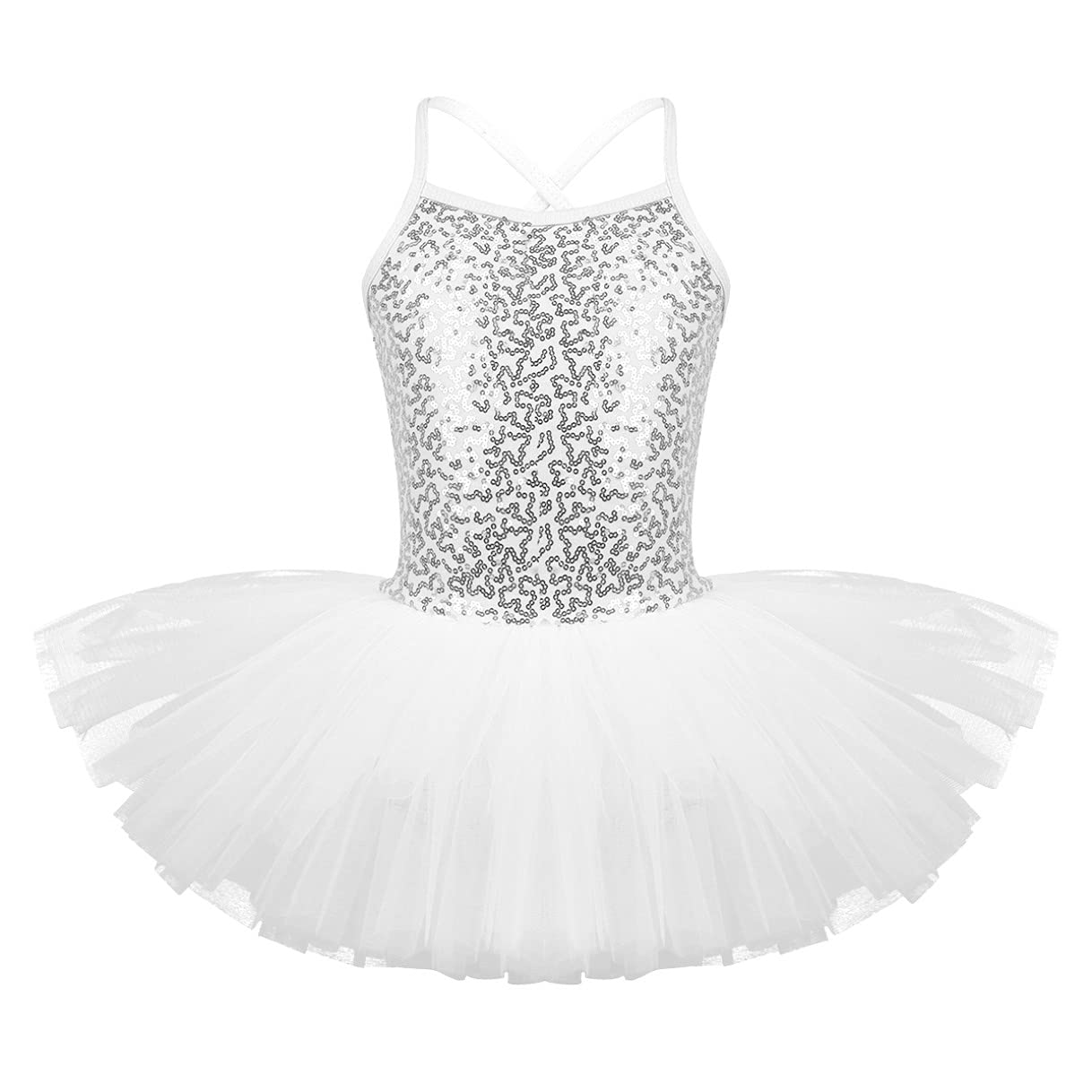 Iiniim Robe Ballet Danse Jazz Enfant Fille - Justaucorps Gymnastique Patinage Artistique Strass Brillant 7-16 Ans