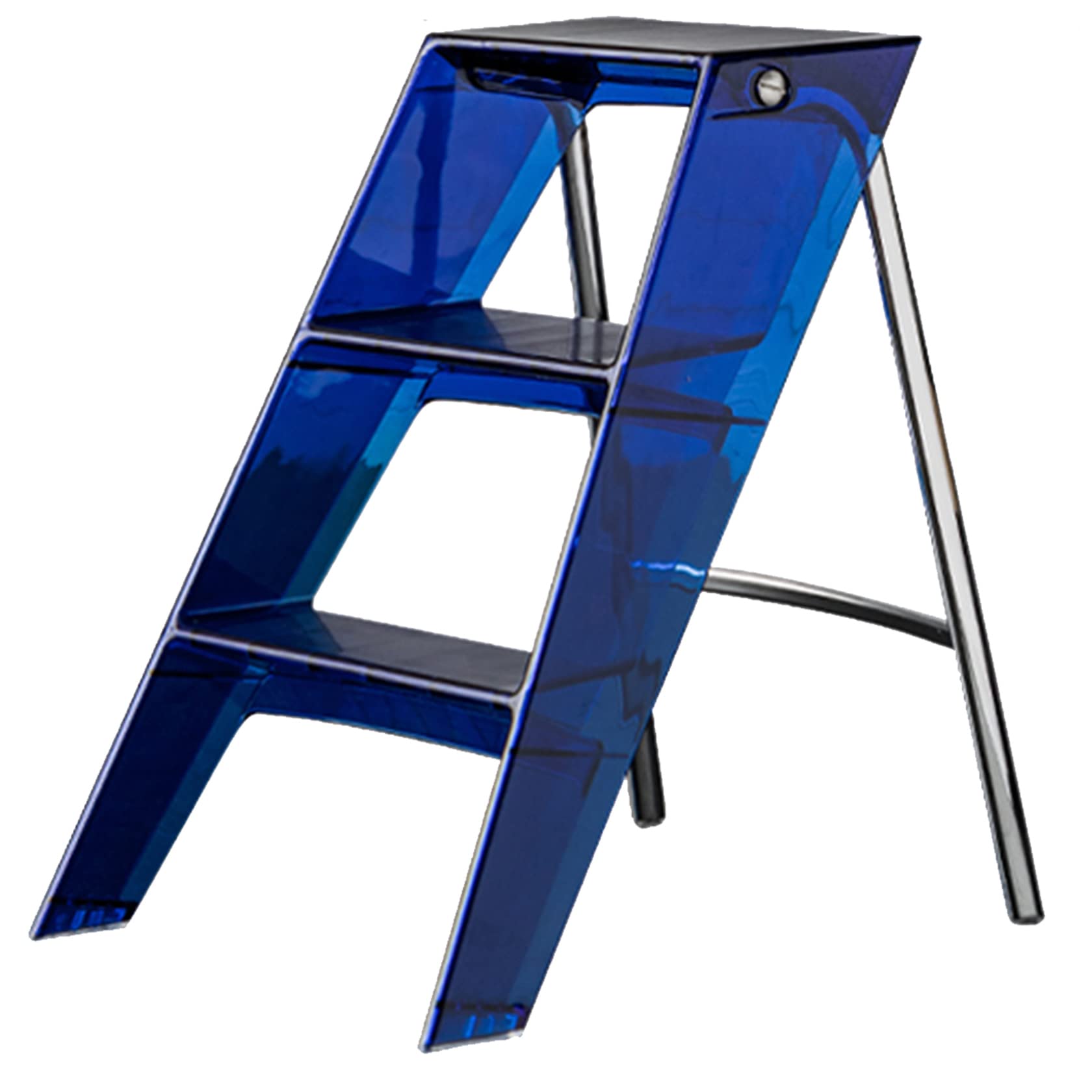 RUIVE 3 Tier Transparent Acrylic Folding Ladder Transparent Crystal Step Stool Multi-function Ladder Folding Step Stool With Anti-slip And Wide Pedal Fashion Simple Style