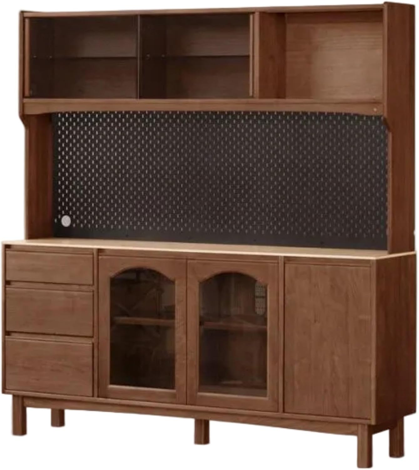 GVAwood Black Walnut Solid Wood Retro Buffet Cabinet, Sideboard 71.0×17.8×34.0 inch / 180.4×45.2×86.2 cm/Rich Dark Walnut Color/cave Stone Slab Sideboard